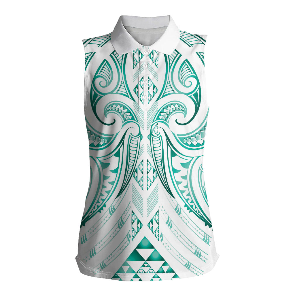 Maori Rugby Custom Ngaru Mangopare Women Sleeveless Polo Shirt Karikiorangi Taniwha Motif