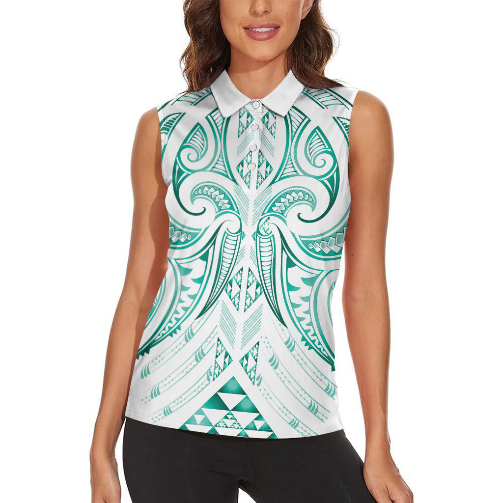 Maori Rugby Custom Ngaru Mangopare Women Sleeveless Polo Shirt Karikiorangi Taniwha Motif