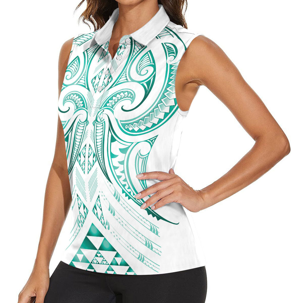 Maori Rugby Custom Ngaru Mangopare Women Sleeveless Polo Shirt Karikiorangi Taniwha Motif