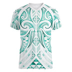 Maori Rugby Custom Ngaru Mangopare Women V-Neck T-Shirt Karikiorangi Taniwha Motif