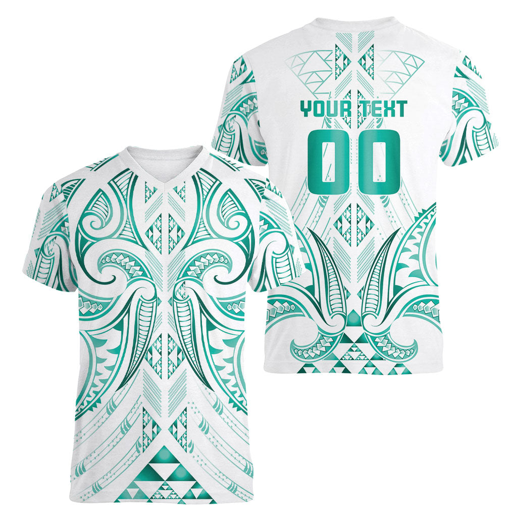 Maori Rugby Custom Ngaru Mangopare Women V-Neck T-Shirt Karikiorangi Taniwha Motif