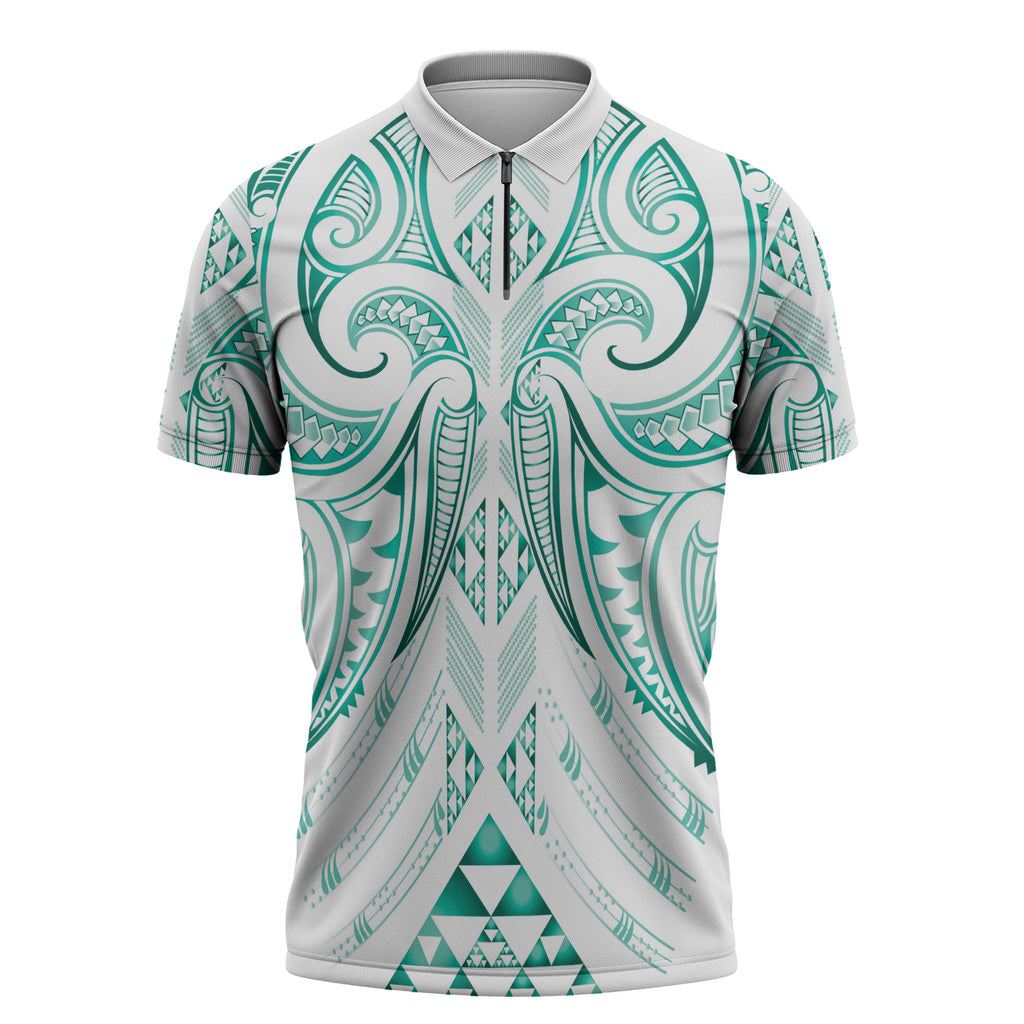Maori Rugby Custom Ngaru Mangopare Zipper Polo Shirt Karikiorangi Taniwha Motif