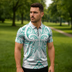 Maori Rugby Custom Ngaru Mangopare Zipper Polo Shirt Karikiorangi Taniwha Motif
