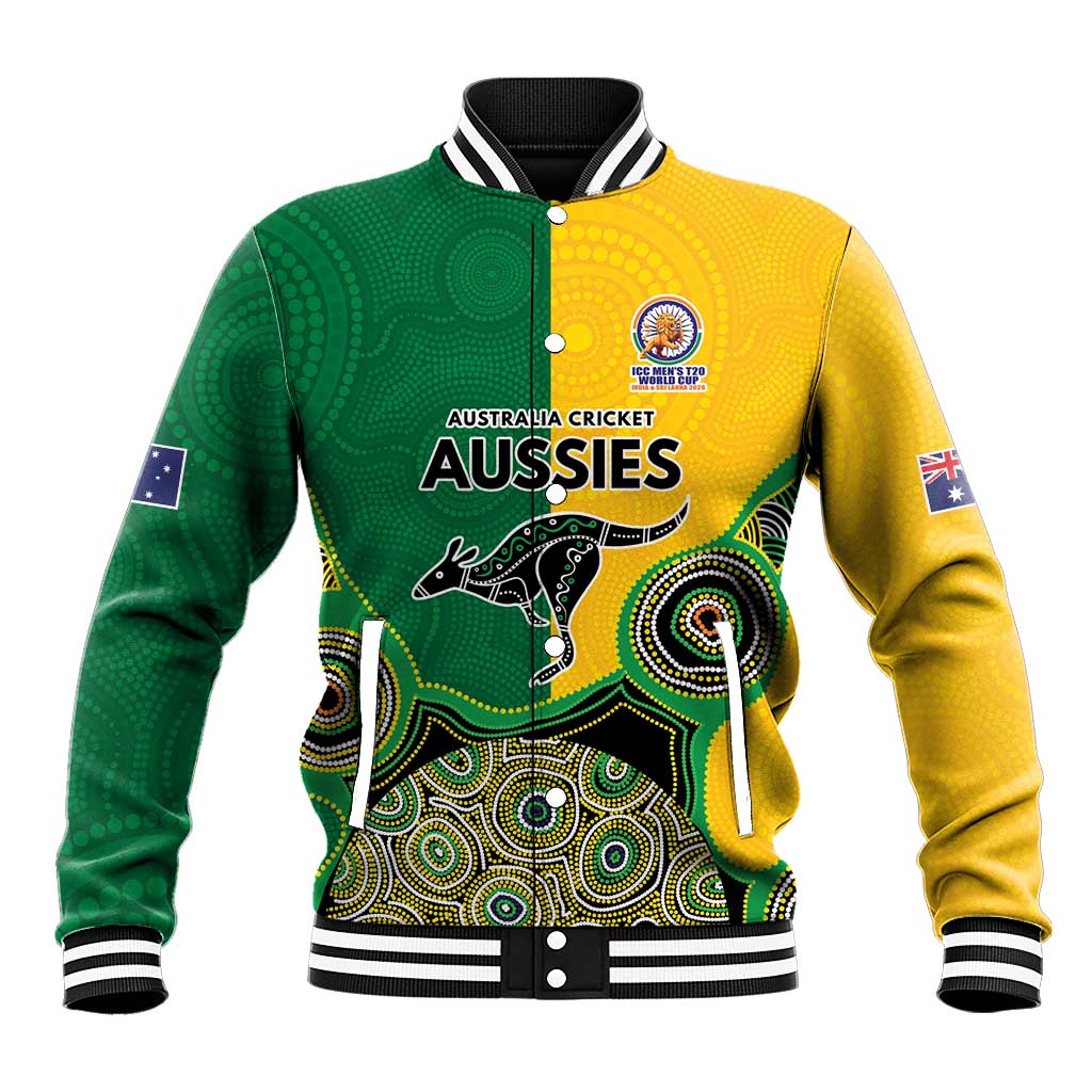 Custom Australia Cricket Spirit 2026 Baseball Jacket World T20 Edition - Aussie Color Aboriginal Motif - Aussie Hoodie