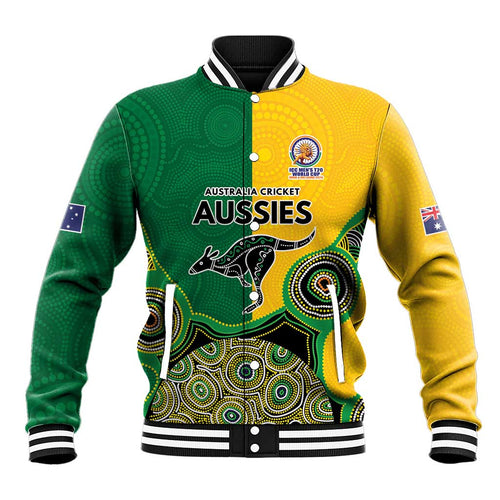 Custom Australia Cricket Spirit 2026 Baseball Jacket World T20 Edition - Aussie Color Aboriginal Motif - Aussie Hoodie