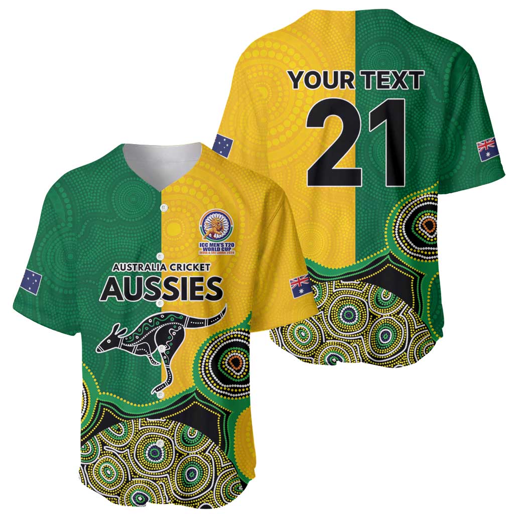 Custom Australia Cricket Spirit 2026 Baseball Jersey World T20 Edition - Aussie Color Aboriginal Motif - Aussie Hoodie