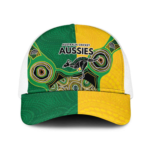 Australia Cricket Spirit 2026 Baseball Net Cap World T20 Edition - Aussie Color Aboriginal Motif - Aussie Hoodie