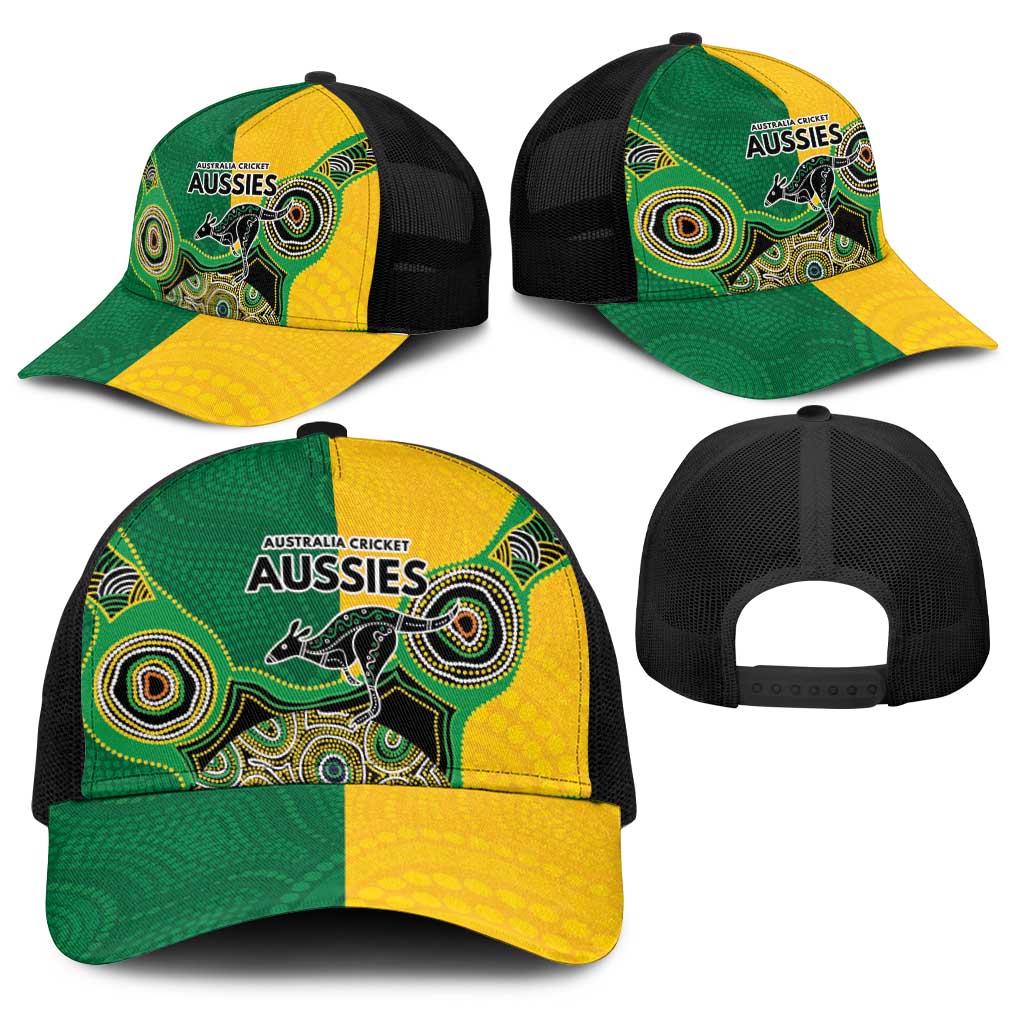 Australia Cricket Spirit 2026 Baseball Net Cap World T20 Edition - Aussie Color Aboriginal Motif - Aussie Hoodie