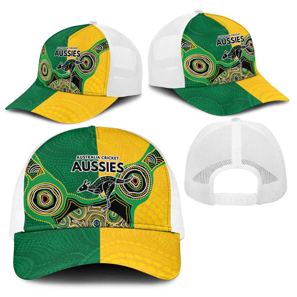 Australia Cricket Spirit 2026 Baseball Net Cap World T20 Edition - Aussie Color Aboriginal Motif - Aussie Hoodie