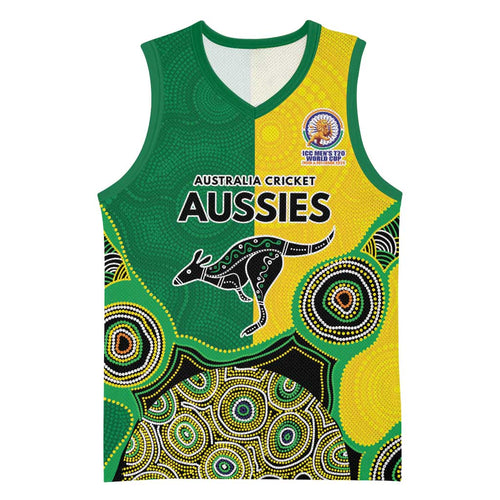 Custom Australia Cricket Spirit 2026 Basketball Jersey World T20 Edition - Aussie Color Aboriginal Motif - Aussie Hoodie