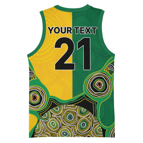 Custom Australia Cricket Spirit 2026 Basketball Jersey World T20 Edition - Aussie Color Aboriginal Motif - Aussie Hoodie