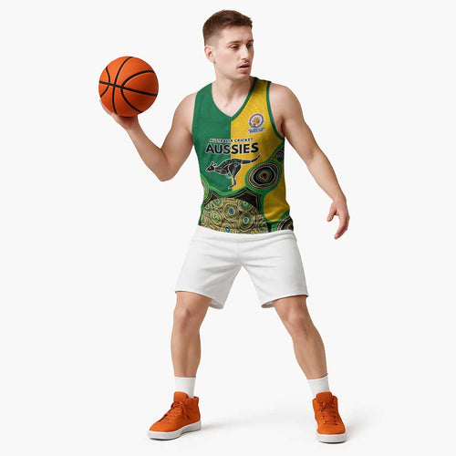 Custom Australia Cricket Spirit 2026 Basketball Jersey World T20 Edition - Aussie Color Aboriginal Motif - Aussie Hoodie