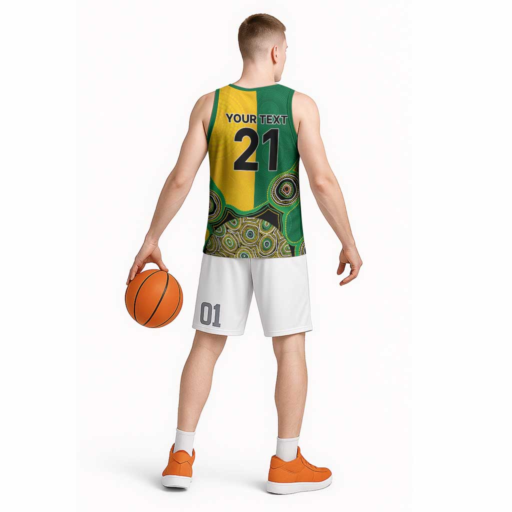 Custom Australia Cricket Spirit 2026 Basketball Jersey World T20 Edition - Aussie Color Aboriginal Motif - Aussie Hoodie