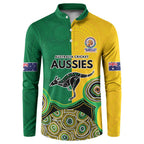 Custom Australia Cricket Spirit 2026 Button Sweatshirt World T20 Edition - Aussie Color Aboriginal Motif - Aussie Hoodie