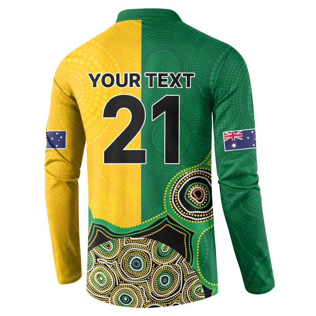 Custom Australia Cricket Spirit 2026 Button Sweatshirt World T20 Edition - Aussie Color Aboriginal Motif - Aussie Hoodie