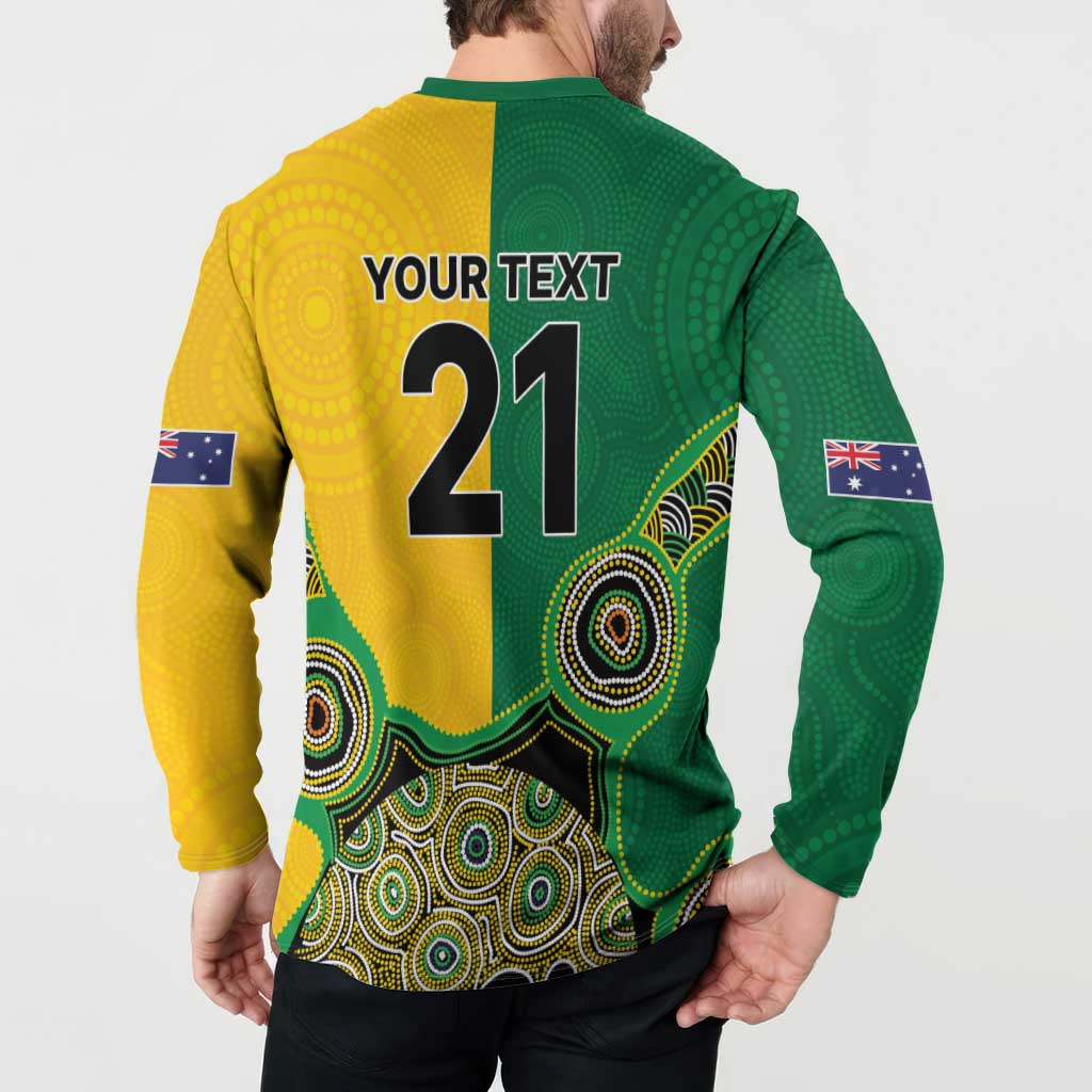 Custom Australia Cricket Spirit 2026 Button Sweatshirt World T20 Edition - Aussie Color Aboriginal Motif - Aussie Hoodie