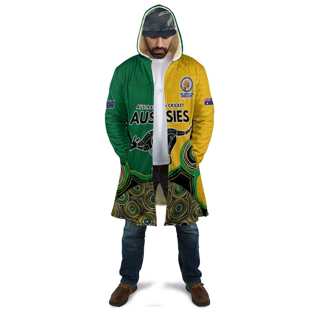 Custom Australia Cricket Spirit 2026 Cloak World T20 Edition - Aussie Color Aboriginal Motif - Aussie Hoodie