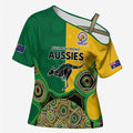 Custom Australia Cricket Spirit 2026 Cross Shoulder Shirt World T20 Edition - Aussie Color Aboriginal Motif - Aussie Hoodie