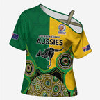 Custom Australia Cricket Spirit 2026 Cross Shoulder Shirt World T20 Edition - Aussie Color Aboriginal Motif - Aussie Hoodie