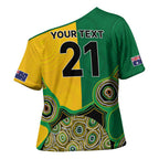 Custom Australia Cricket Spirit 2026 Cross Shoulder Shirt World T20 Edition - Aussie Color Aboriginal Motif - Aussie Hoodie