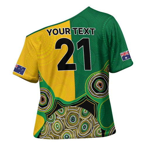 Custom Australia Cricket Spirit 2026 Cross Shoulder Shirt World T20 Edition - Aussie Color Aboriginal Motif - Aussie Hoodie