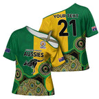 Custom Australia Cricket Spirit 2026 Cross Shoulder Shirt World T20 Edition - Aussie Color Aboriginal Motif - Aussie Hoodie
