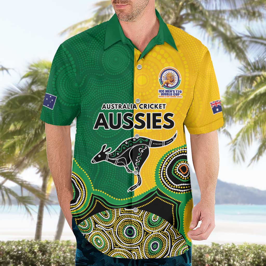 Custom Australia Cricket Spirit 2026 Hawaiian Shirt World T20 Edition - Aussie Color Aboriginal Motif - Aussie Hoodie