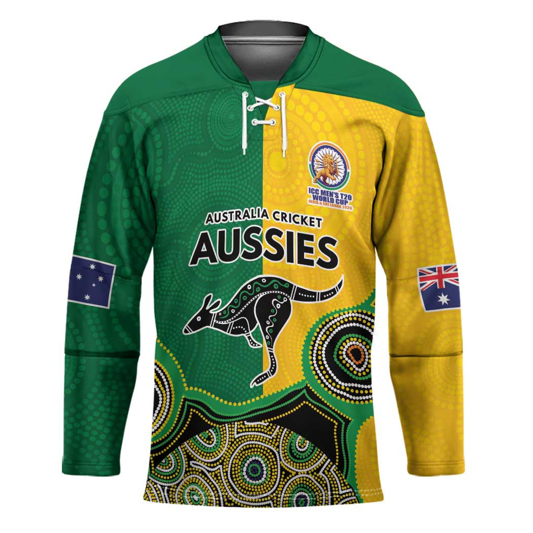 Custom Australia Cricket Spirit 2026 Hockey Jersey World T20 Edition - Aussie Color Aboriginal Motif - Aussie Hoodie