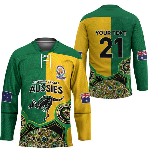 Custom Australia Cricket Spirit 2026 Hockey Jersey World T20 Edition - Aussie Color Aboriginal Motif - Aussie Hoodie