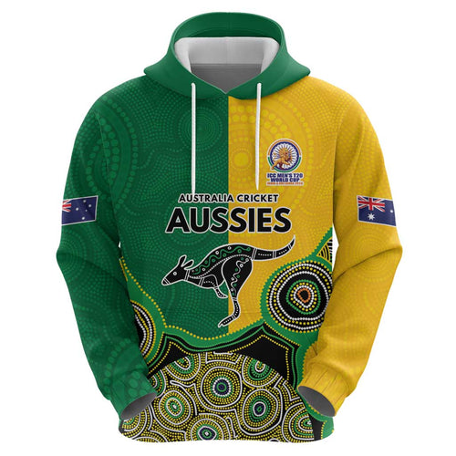 Custom Australia Cricket Spirit 2026 Hoodie World T20 Edition - Aussie Color Aboriginal Motif - Aussie Hoodie