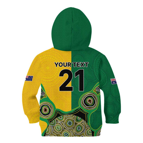 Custom Australia Cricket Spirit 2026 Kid Hoodie World T20 Edition - Aussie Color Aboriginal Motif - Aussie Hoodie