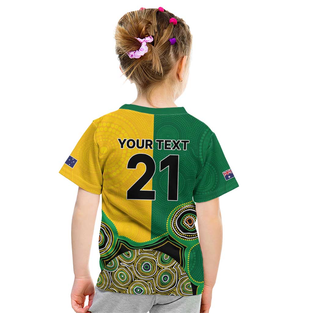 Custom Australia Cricket Spirit 2026 Kid T Shirt World T20 Edition - Aussie Color Aboriginal Motif - Aussie Hoodie