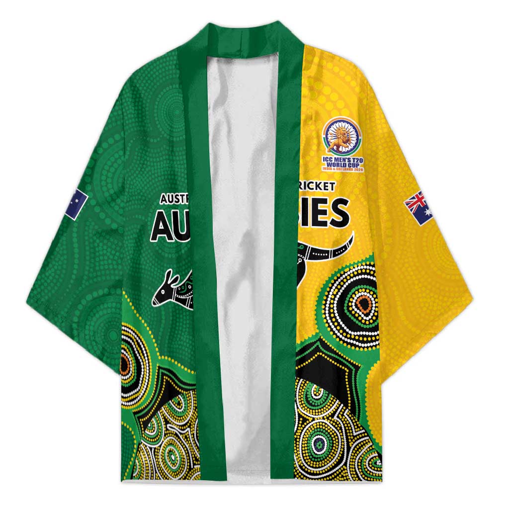 Custom Australia Cricket Spirit 2026 Kimono World T20 Edition - Aussie Color Aboriginal Motif - Aussie Hoodie