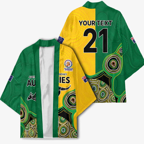 Custom Australia Cricket Spirit 2026 Kimono World T20 Edition - Aussie Color Aboriginal Motif - Aussie Hoodie