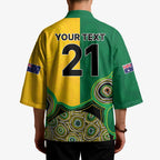Custom Australia Cricket Spirit 2026 Kimono World T20 Edition - Aussie Color Aboriginal Motif - Aussie Hoodie