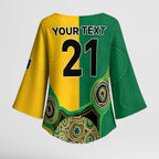 Custom Australia Cricket Spirit 2026 Kimono Sleeve Blouse World T20 Edition - Aussie Color Aboriginal Motif - Aussie Hoodie