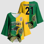 Custom Australia Cricket Spirit 2026 Kimono Sleeve Blouse World T20 Edition - Aussie Color Aboriginal Motif - Aussie Hoodie