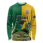 Custom Australia Cricket Spirit 2026 Long Sleeve Shirt World T20 Edition - Aussie Color Aboriginal Motif - Aussie Hoodie