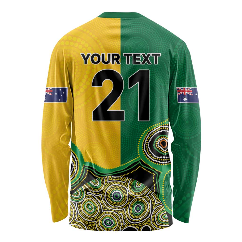 Custom Australia Cricket Spirit 2026 Long Sleeve Shirt World T20 Edition - Aussie Color Aboriginal Motif - Aussie Hoodie