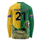 Custom Australia Cricket Spirit 2026 Long Sleeve Shirt World T20 Edition - Aussie Color Aboriginal Motif - Aussie Hoodie
