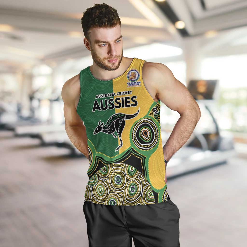 Custom Australia Cricket Spirit 2026 Men Tank Top World T20 Edition - Aussie Color Aboriginal Motif - Aussie Hoodie