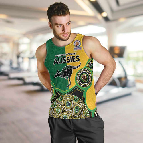 Custom Australia Cricket Spirit 2026 Men Tank Top World T20 Edition - Aussie Color Aboriginal Motif - Aussie Hoodie