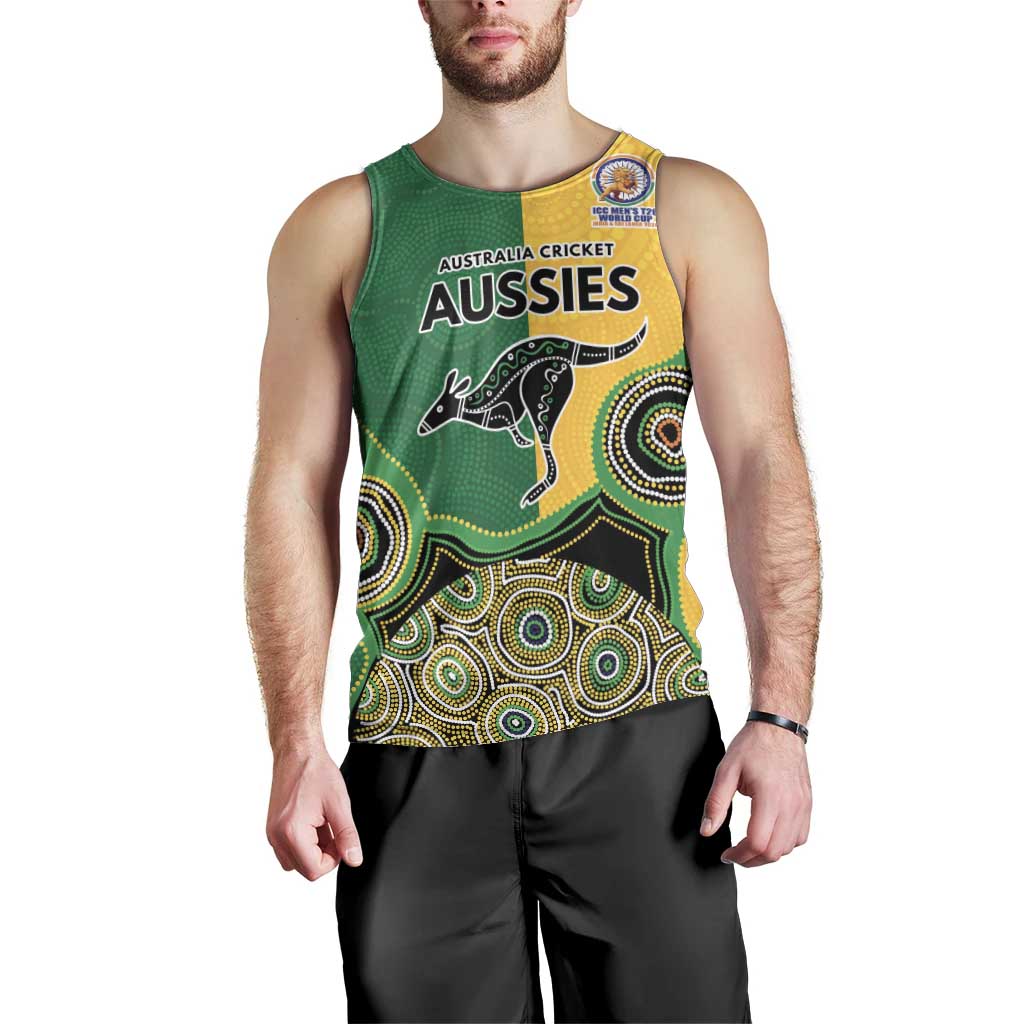 Custom Australia Cricket Spirit 2026 Men Tank Top World T20 Edition - Aussie Color Aboriginal Motif - Aussie Hoodie