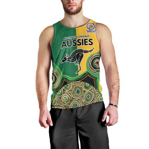 Custom Australia Cricket Spirit 2026 Men Tank Top World T20 Edition - Aussie Color Aboriginal Motif - Aussie Hoodie