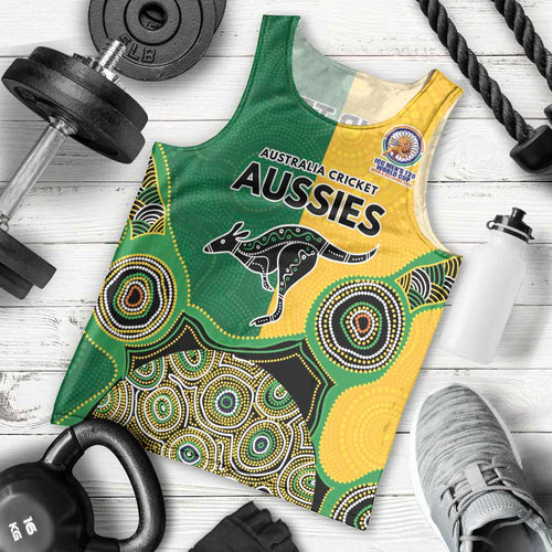 Custom Australia Cricket Spirit 2026 Men Tank Top World T20 Edition - Aussie Color Aboriginal Motif - Aussie Hoodie