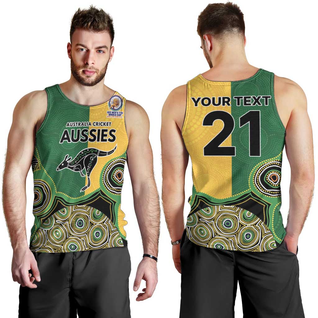 Custom Australia Cricket Spirit 2026 Men Tank Top World T20 Edition - Aussie Color Aboriginal Motif - Aussie Hoodie