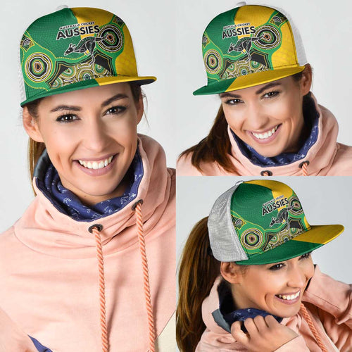 Australia Cricket Spirit 2026 Mesh Trucker Cap World T20 Edition - Aussie Color Aboriginal Motif - Aussie Hoodie