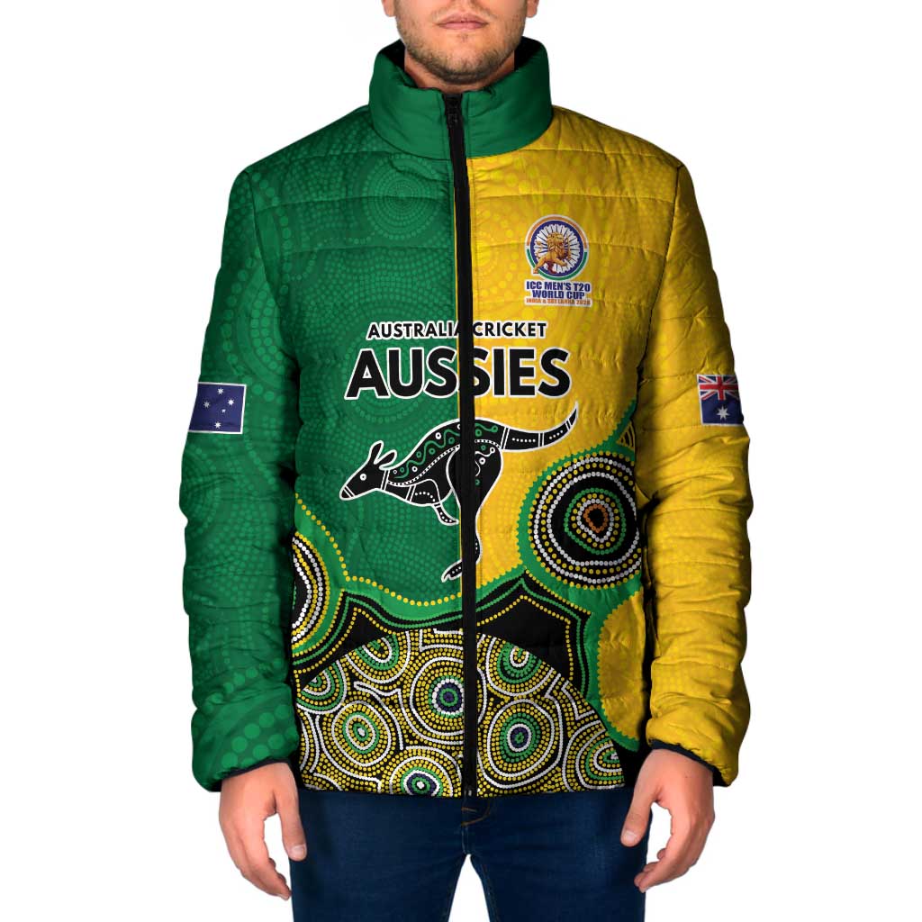Custom Australia Cricket Spirit 2026 Padded Jacket World T20 Edition - Aussie Color Aboriginal Motif - Aussie Hoodie