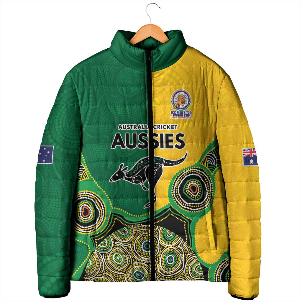 Custom Australia Cricket Spirit 2026 Padded Jacket World T20 Edition - Aussie Color Aboriginal Motif - Aussie Hoodie
