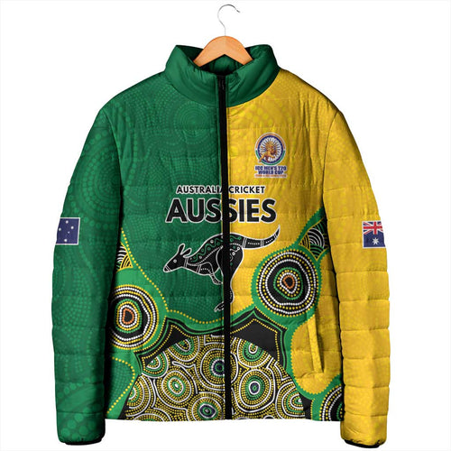 Custom Australia Cricket Spirit 2026 Padded Jacket World T20 Edition - Aussie Color Aboriginal Motif - Aussie Hoodie